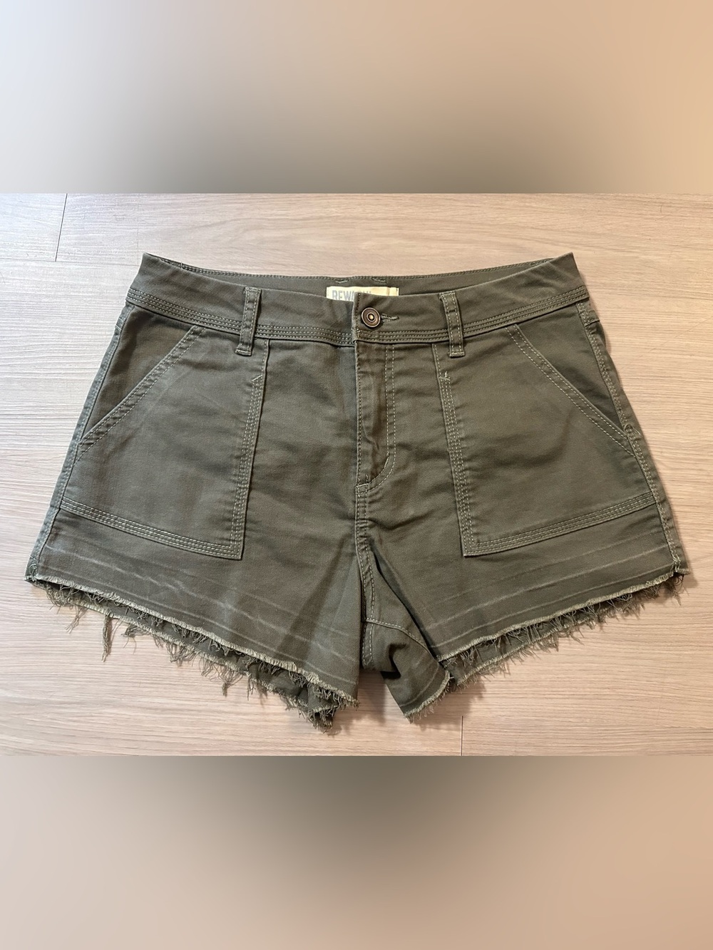 REWASH High-Rise Patch Pocket Shorts